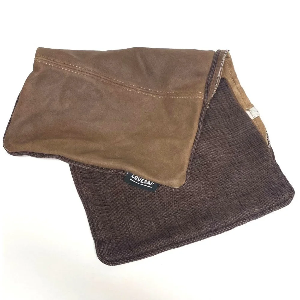 Lovesac brown pillow case cover (needs new zipper)‎ leather/polyester